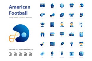 American Football Gradient: A Versatile Icons Graphics Set