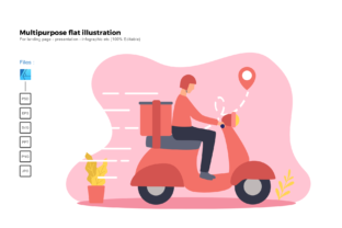 Flat Illustration Delivery: A Versatile Design for Embroidery