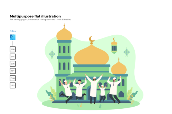 Flat Illustration Ied Mubarak 1441H: A Versatile Design