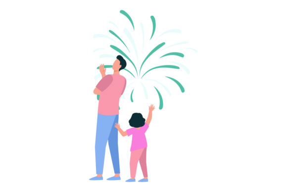 Flat Illustration New Year-05: Perfect for Handmade Graphics