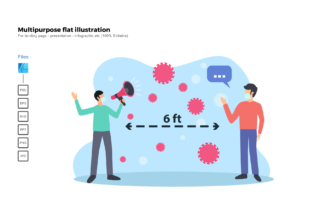 Flat Illustration Physical Distancing: A Modern Graphics Asset