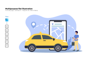 Flat Illustration Taxi Online: A Versatile Graphics Asset